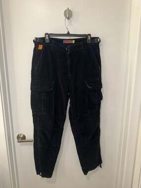 Empyre Relax Black Corduroy Baggy Cargo Skate Pants Size 30